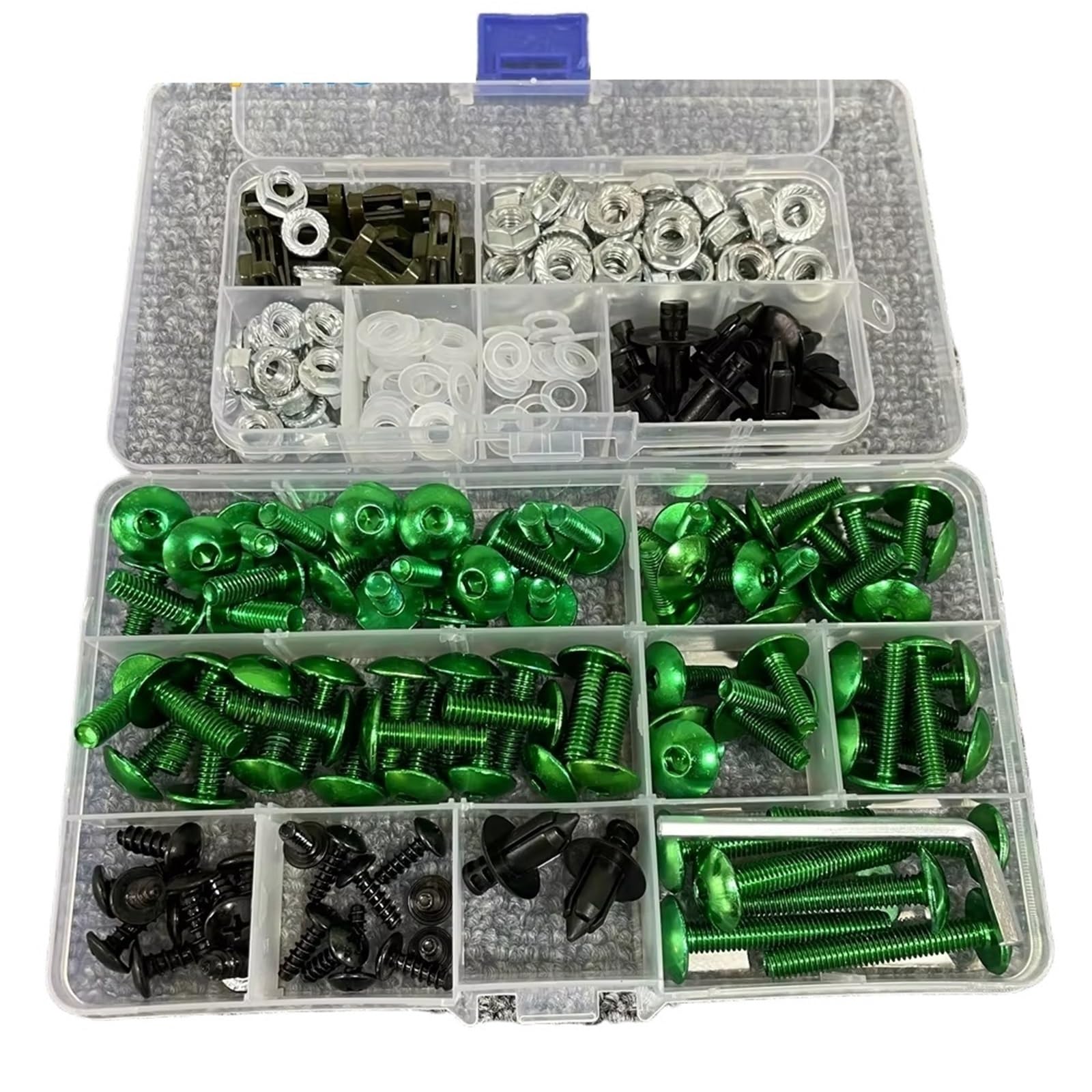 PVCUHWF Motorrad Schrauben Set Kompatibel Mit Für Z750 Für Z400 Für Z900 Motorradmutter-Zubehörsatz Karosserie Moto-Schrauben Verkleidungsschrauben Motorradschraubensatz(Green) von PVCUHWF