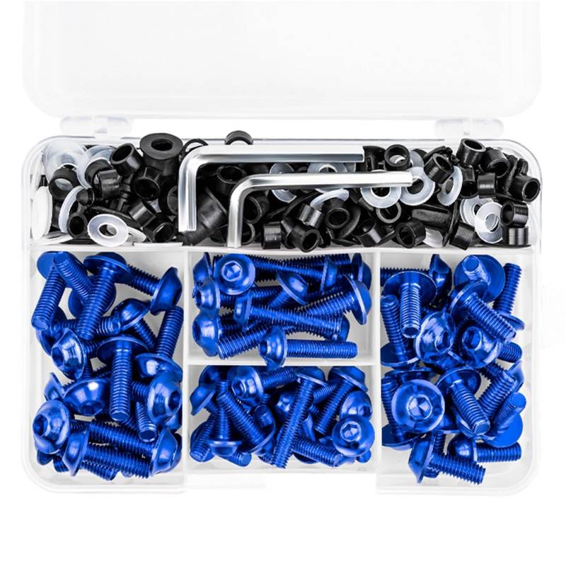 PVCUHWF Motorrad Schrauben Set Kompatibel Mit Für ZX10R Für ZX12R Für ZX14R Schraubenkombination Motorradschrauben Kombinationssatz Schraubenverbindungsschrauben Dekoration(Blue) von PVCUHWF