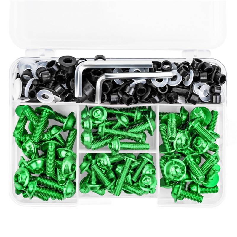 PVCUHWF Motorrad Schrauben Set Kompatibel Mit Für ZX10R Für ZX12R Für ZX14R Schraubenkombination Motorradschrauben Kombinationssatz Schraubenverbindungsschrauben Dekoration(Green) von PVCUHWF