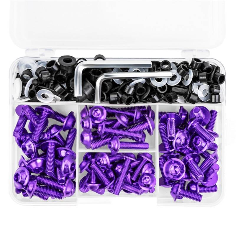 PVCUHWF Motorrad Schrauben Set Kompatibel Mit Für ZX10R Für ZX12R Für ZX14R Schraubenkombination Motorradschrauben Kombinationssatz Schraubenverbindungsschrauben Dekoration(Purple) von PVCUHWF