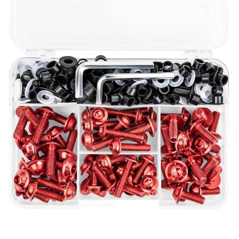 PVCUHWF Motorrad Schrauben Set Kompatibel Mit Für ZX10R Für ZX12R Für ZX14R Schraubenkombination Motorradschrauben Kombinationssatz Schraubenverbindungsschrauben Dekoration(Red) von PVCUHWF