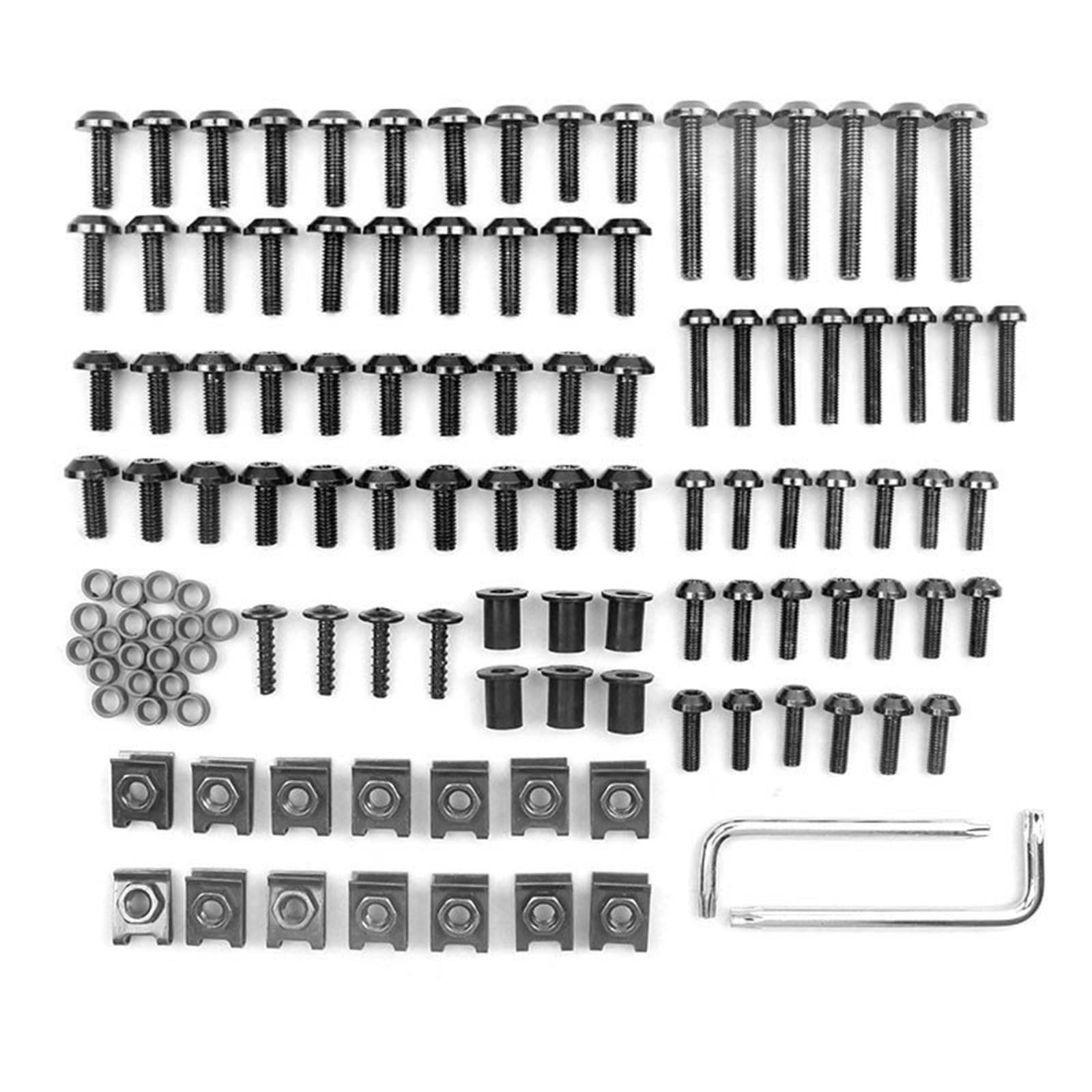 PVCUHWF Motorrad Schrauben Set Kompatibel Mit GS1200 Für G310GS Motorradzubehör Windschutzscheibenverkleidung Schraubenbolzen Schraubenkombination Motorradschrauben-Kombinationssatz(Black) von PVCUHWF