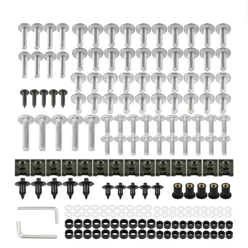 PVCUHWF Motorrad Schrauben Set Kompatibel Mit K1300GT Für K1300R Für K1300S Verkleidungsschraubensatz Schraubensatz Zubehör Schraubenkombination Motorradschraubenkombinationssatz(Silver) von PVCUHWF