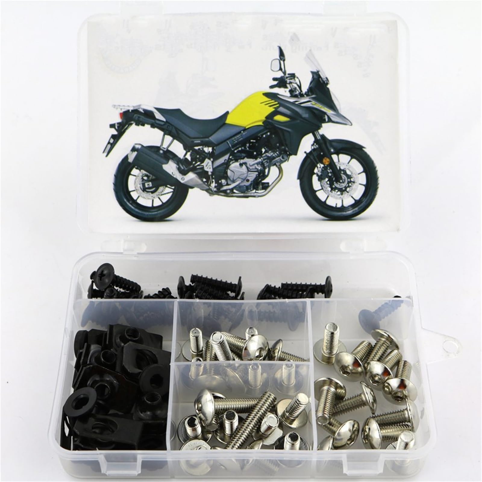 PVCUHWF Motorrad Schrauben Set Kompatibel Mit Suzuki Für DL650 Für V-Strom 650 2017-2024 Kompletter Verkleidungsschraubensatz Stahlmuttern Verkleidungsclips Seitenabdeckungsmuttern(Silver) von PVCUHWF