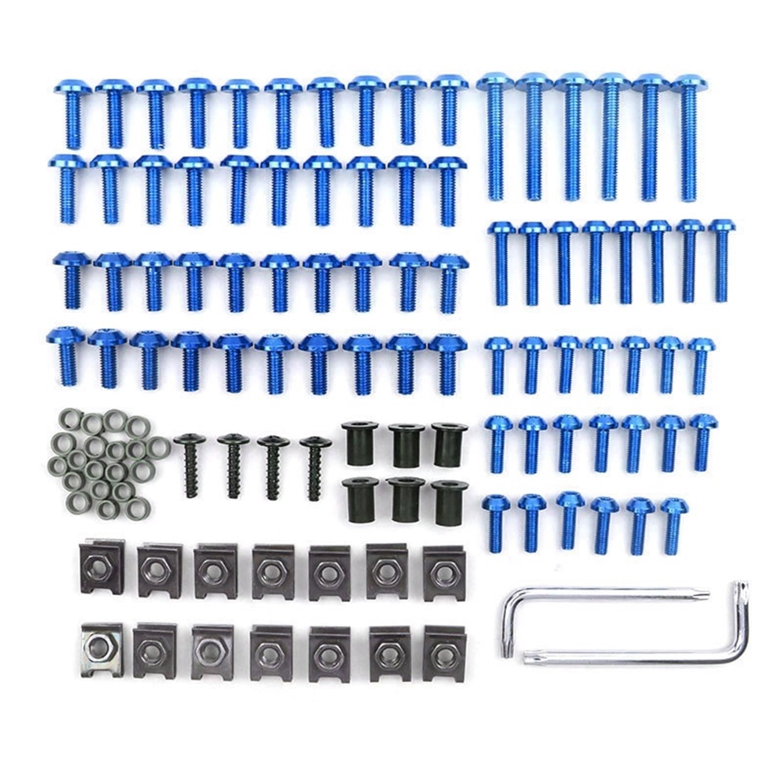 PVCUHWF Motorrad Schrauben Set Kompatibel Mit Suzuki Für GSR600 Für GSR750 Für GSR400 Für Hayabusa Selbstschneidende Schraubenkombination Motorradschrauben-Kombinationssatz(Blue) von PVCUHWF