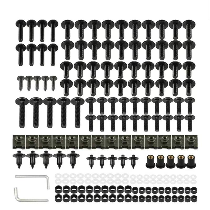 PVCUHWF Motorrad Schrauben Set Kompatibel Mit Suzuki Für GSX-1250SEA Für Bandit Verkleidungsschraubensatz Schraubensatz Motorradzubehör Schraubenkombination Motorradschrauben(Black) von PVCUHWF