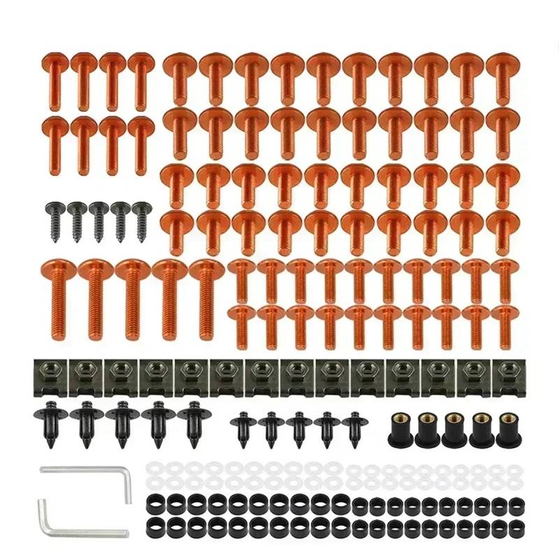 PVCUHWF Motorrad Schrauben Set Kompatibel Mit Suzuki Für GSX-R1000FZ Für GSX-R750 Verkleidungsschraubensatz Schraubensatz Motorradzubehör Selbstschneidende Schraube Schraubenkombination(Orange) von PVCUHWF