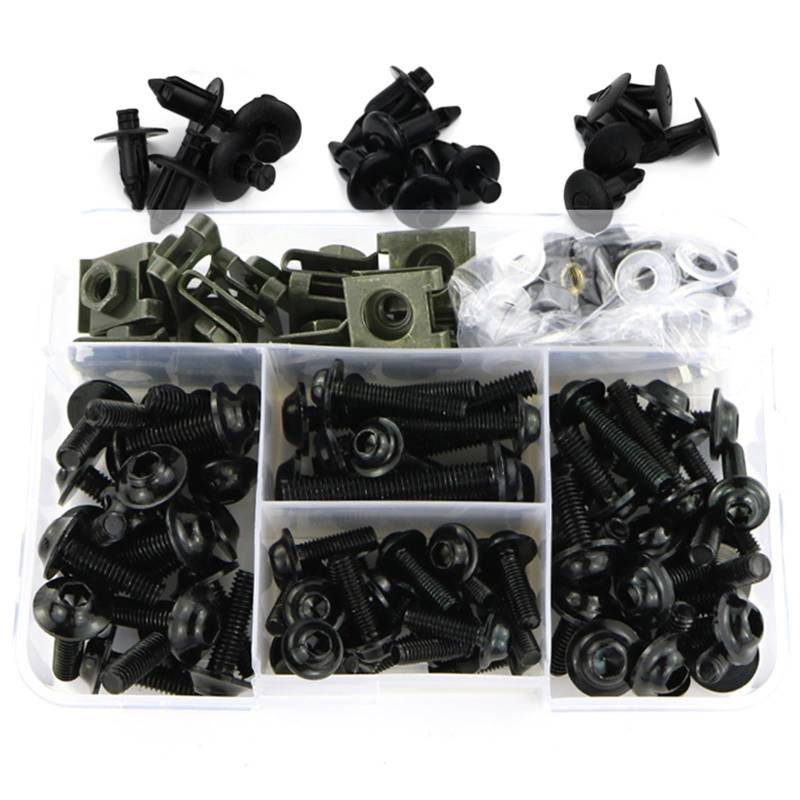 PVCUHWF Motorrad Schrauben Set Kompatibel Mit Suzuki Für GSX-R750 Für GSX-R1000 Für GSX1300R Motorradschrauben-Kombinationssatz Schraubenverbindungsschrauben Dekoration Motorrad(Black) von PVCUHWF