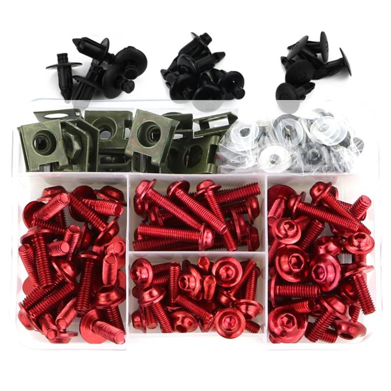 PVCUHWF Motorrad Schrauben Set Kompatibel Mit Suzuki Für GSX-R750 Für GSX-R1000 Für GSX1300R Motorradschrauben-Kombinationssatz Schraubenverbindungsschrauben Dekoration Motorrad(Red) von PVCUHWF