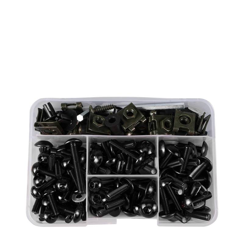 PVCUHWF Motorrad Schrauben Set Kompatibel Mit Suzuki Für GSXR600 Für GSXR1000 177-teiliges Schrauben-Kombinationsset Für Motorradkarosserieverkleidungen(Black) von PVCUHWF