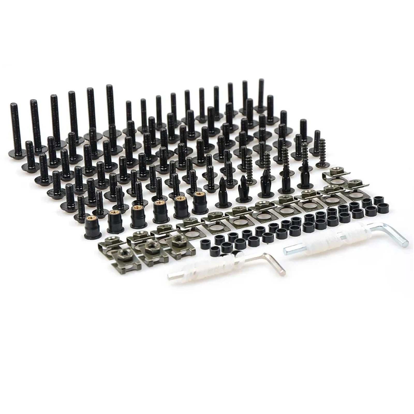 PVCUHWF Motorrad Schrauben Set Kompatibel Mit Yamaha Für FJR1300 Für YZFR1 Für YZFR1M Motorrad-Verkleidungskörperschrauben, Spire-Schraube Für Federmuttern, Selbstschneidende Schraube(Black) von PVCUHWF