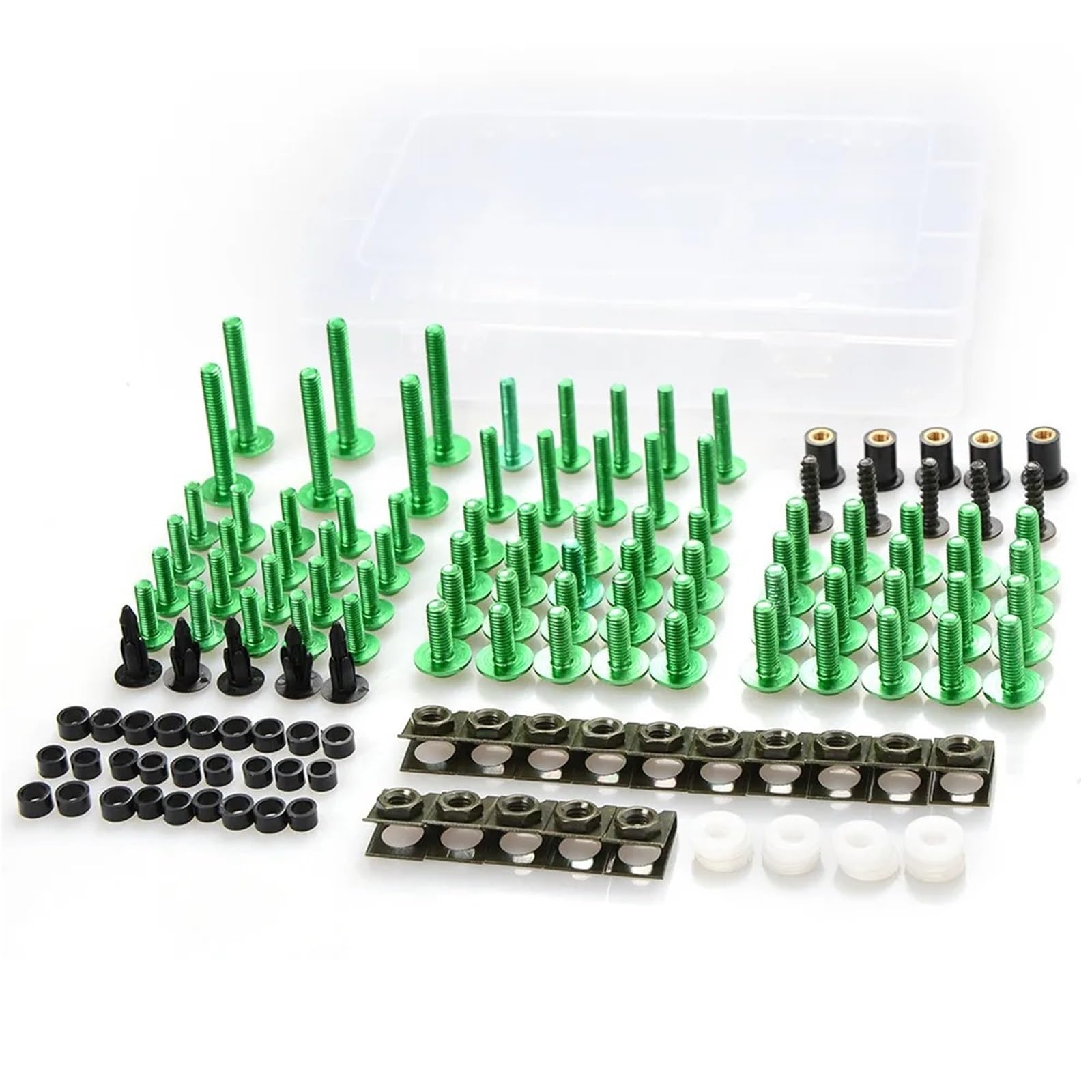 PVCUHWF Motorrad Schrauben Set Kompatibel Mit Yamaha Für FJR1300 Für YZFR1 Für YZFR1M Motorrad-Verkleidungskörperschrauben, Spire-Schraube Für Federmuttern, Selbstschneidende Schraube(Green) von PVCUHWF