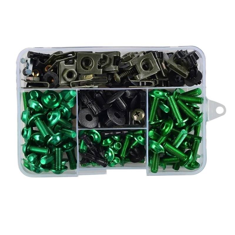 PVCUHWF Motorrad Schrauben Set Kompatibel Mit Yamaha Für FZ6 Für FZ8 Schraubenkombination Motorradschrauben Kombinationssatz Schraubverbindungsschrauben Dekoration Motorrad(Green) von PVCUHWF