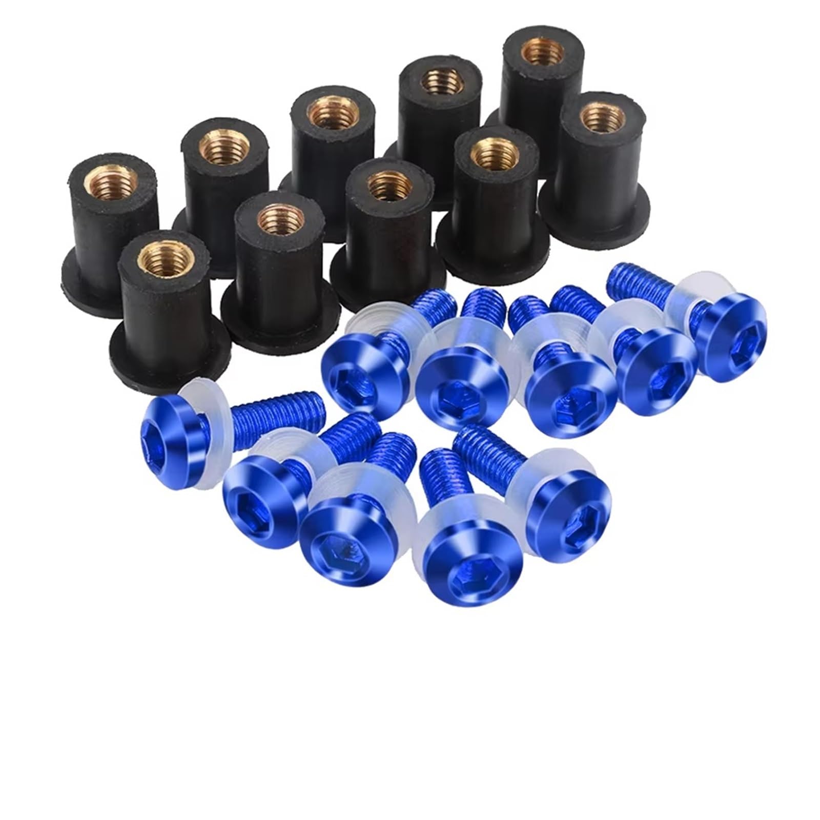 PVCUHWF Motorrad Schrauben Set Kompatibel Mit Yamaha Für T-MAX500 Für XP500 Für T-MAX530 10 PCS M5 Windschutzscheibe Windschutzscheibe Windabweiser Schrauben Motorradschraubensatz(Blue) von PVCUHWF