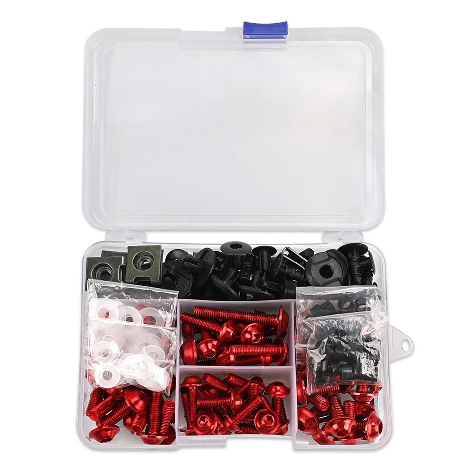 PVCUHWF Motorrad Schrauben Set Kompatibel Mit Yamaha Für XV1100 Für XV535 Für XV700 Selbstschneidende Schraubenkombination Motorradschrauben-Kombinationssatz Motorradschraubensatz(Red) von PVCUHWF