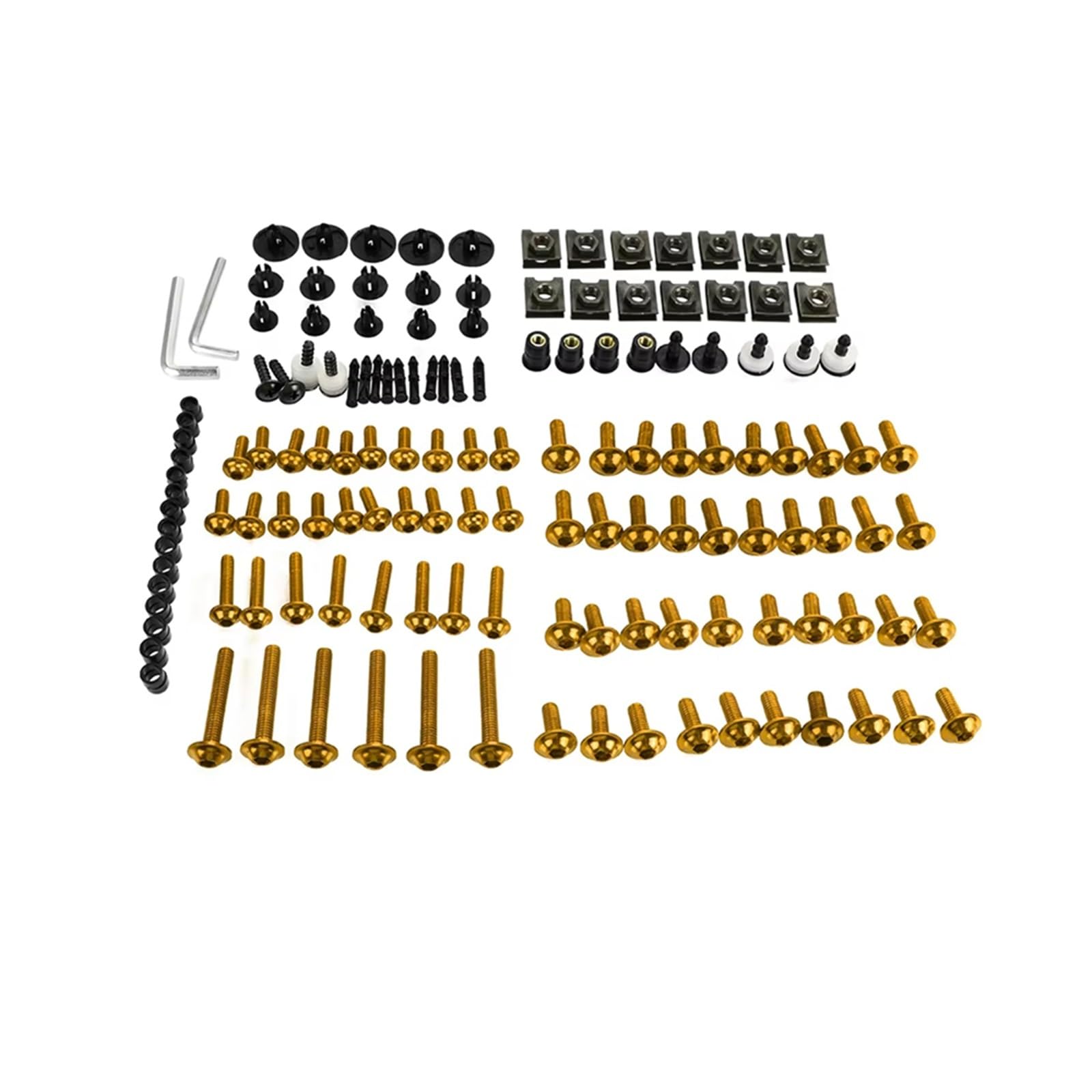 PVCUHWF Motorrad Schrauben Set Kompatibel Mit Yamaha Für XV1100 Für XV535 Für XV700 Selbstschneidende Schraubenkombination Motorradschrauben-Kombinationssatz Motorradschraubensatz(Yellow) von PVCUHWF