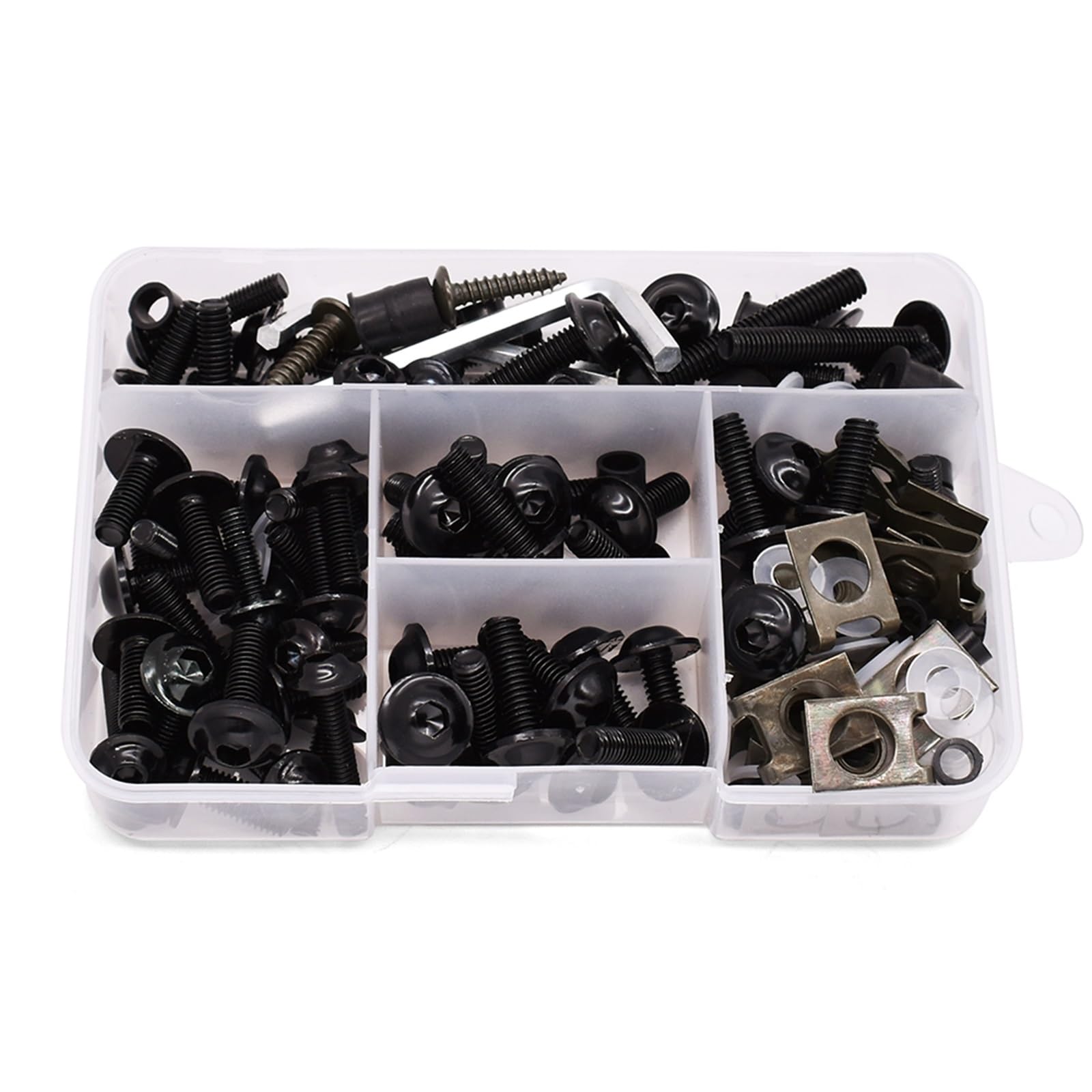 PVCUHWF Motorrad Schrauben Set Kompatibel Mit Yamaha Für YBR125 Für YZFR15 Für XT660 Motorradschrauben-Kombinationssatz Schraubenverbindungsschrauben Dekoration Motorradschrauben(Black) von PVCUHWF