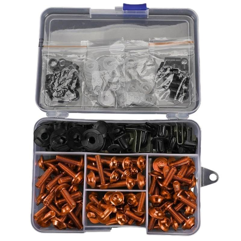 PVCUHWF Motorrad Schrauben Set Kompatibel Mit Yamaha Für YZFR6 Für YZFR3 Für YZFR1 Motorrad-Vollverkleidungsschraubensatz Schrauben Muttern Schraubenkombination Motorradschraubensatz(Orange) von PVCUHWF