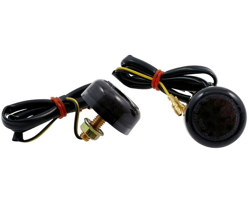 PW 2x LED Micro Mini Blinker rund schwarz getönt Custom universal Roller Tuning von PW