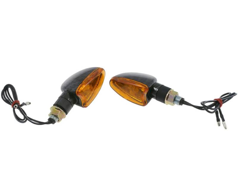 Blinker Paar Mini Motorrad, ARROW, Carbonlook, kurzer Arm, Quad, Roller von PW