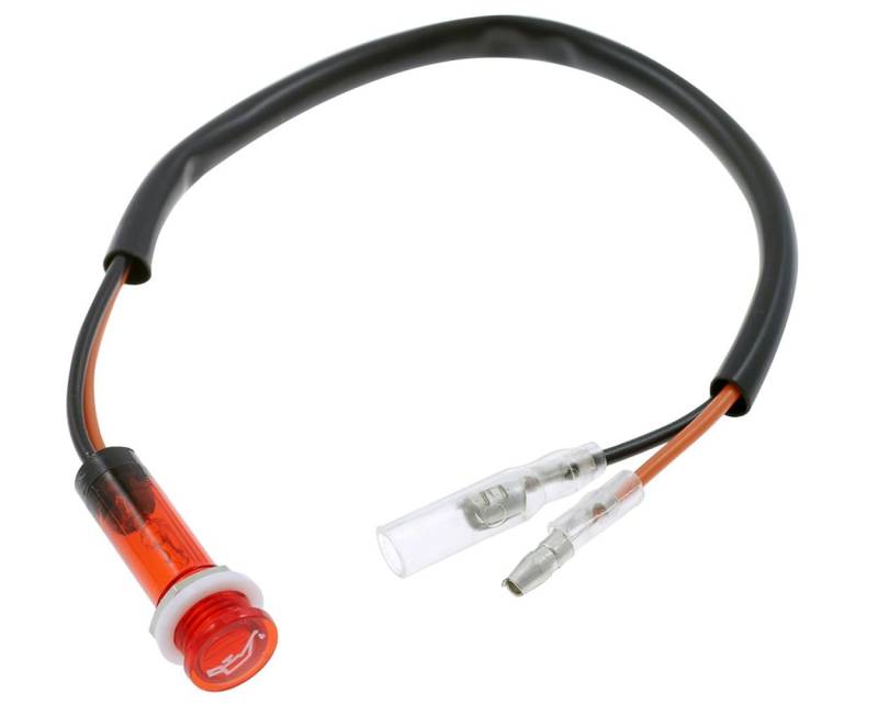 PW Motorrad-Kontrollleuchte, Leuchtdiode, 12V/2W, Rot, Rund, Metall, Flächenmontage, 12mm, 35mm, 250mm Kabel, Industriell, 12V DC, 0.1667A, 1 LED, Not batteriebetrieben von PW