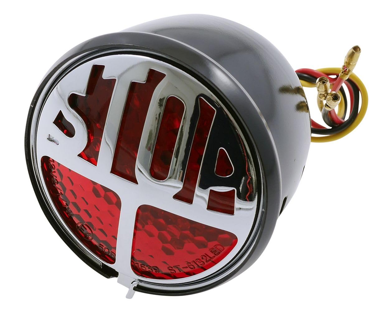 PW Rücklicht LED Motorrad STOP, rot, schwarz Metall, Nummernschildbeleuchtung von PW