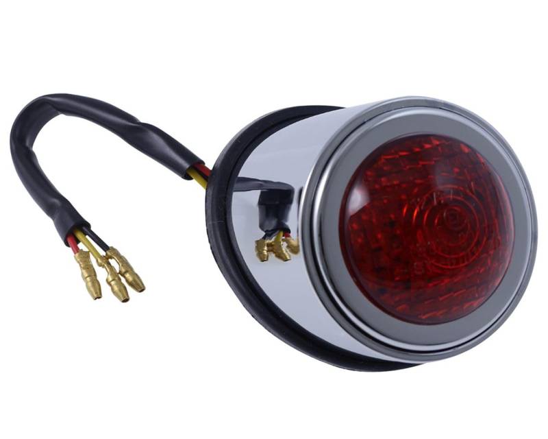 PW Rücklicht LED OLD SCHOOL TYP1, Motorrad, chrom, rotes Glas von PW