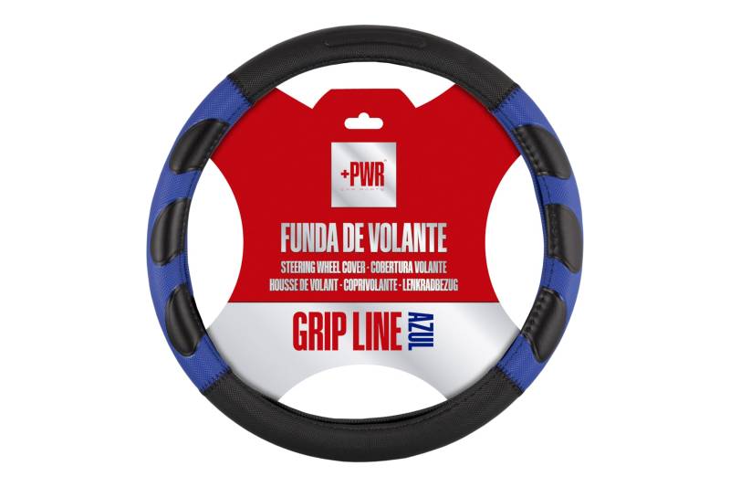 +PWR Car Parts Lenkradbezug Grip Line Schwarz und Blau Universal für Lenkräder von Pkw von 37 bis 39 cm. rutschfest. Hergestellt aus 100% hochwertigem Polyester. von +PWR Car Parts