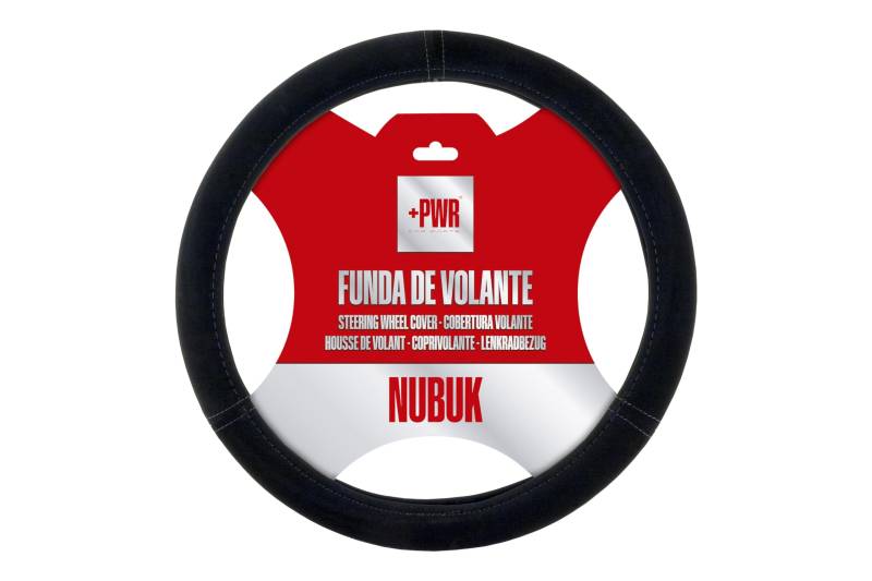 +PWR Car Parts Lenkradbezug Modell Nubuk Schwarz Universal für Pkw-Lenkräder von 37 bis 39 cm. rutschfest. Hergestellt aus 100% hochwertigem Polyester. von +PWR Car Parts