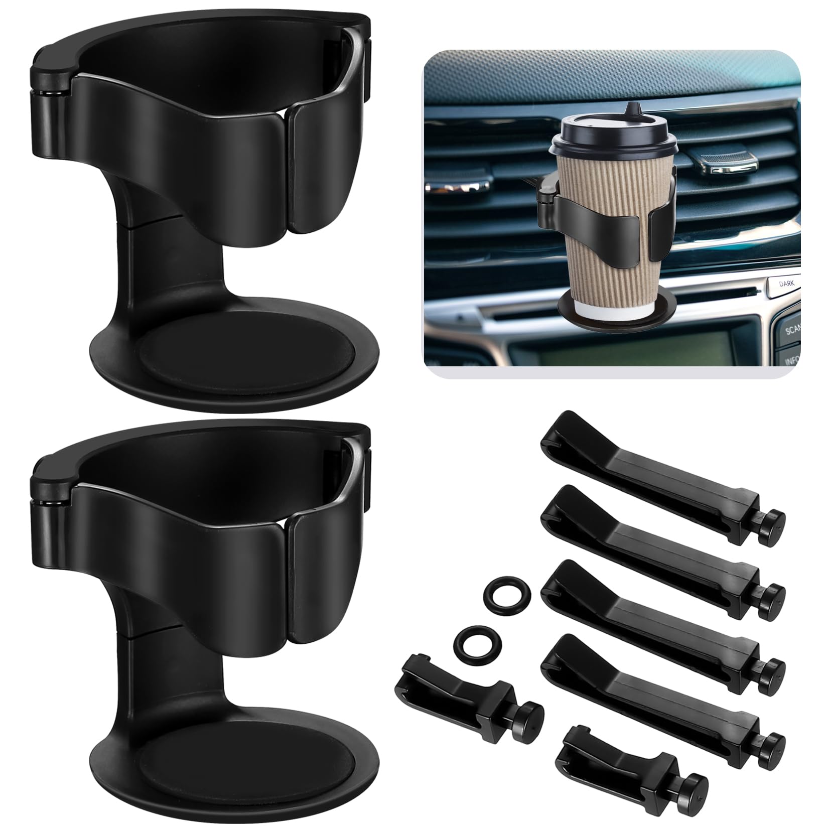 2 STK Auto Getränkehalter Auto Lüftung, Auto Becherhalter Auto Flaschenhalter, Verstellbarer Universell Getränke Halter Auto Aschenbecher, für Getränkedose Kaffeebecher Halterung/8.5x9.6cm, Schwarz von PXARMYYXGS