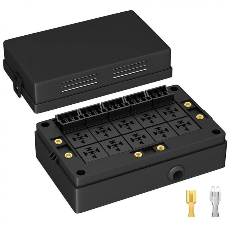 10 Position des Autorelais und 12 -V -Sicherungskasten mit 15 Sicherungshalter Kompatibel mit Automobil- und Meeresanwendungen mit Terminals von PYASJRAV