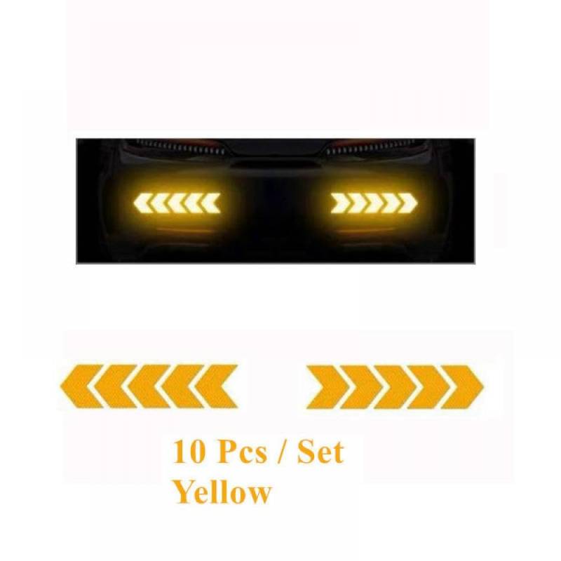 Car Reflective Arrow 6 oder 20 Prozent Stoßstange Reflektor Hazard Tape Luminous Film Kompatibel mit das Auto -Styling(10pcs Yellow) von PYASJRAV