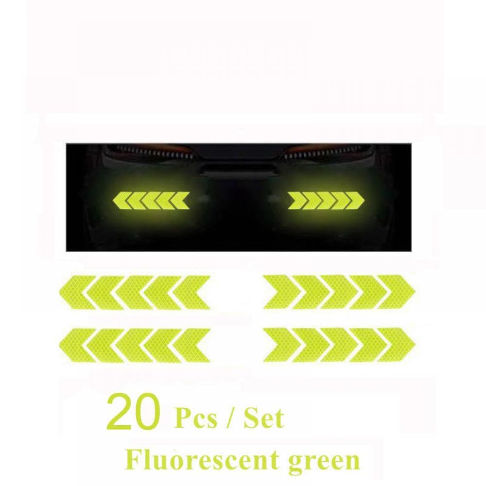 Car Reflective Arrow 6 oder 20 Prozent Stoßstange Reflektor Hazard Tape Luminous Film Kompatibel mit das Auto -Styling(20pcs Green) von PYASJRAV