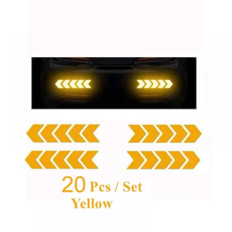 Car Reflective Arrow 6 oder 20 Prozent Stoßstange Reflektor Hazard Tape Luminous Film Kompatibel mit das Auto -Styling(20pcs Yellow) von PYASJRAV