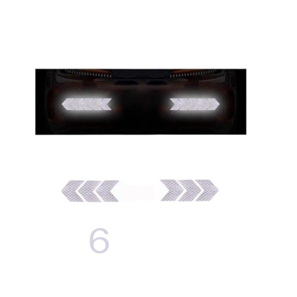 Car Reflective Arrow 6 oder 20 Prozent Stoßstange Reflektor Hazard Tape Luminous Film Kompatibel mit das Auto -Styling(6pcs White) von PYASJRAV
