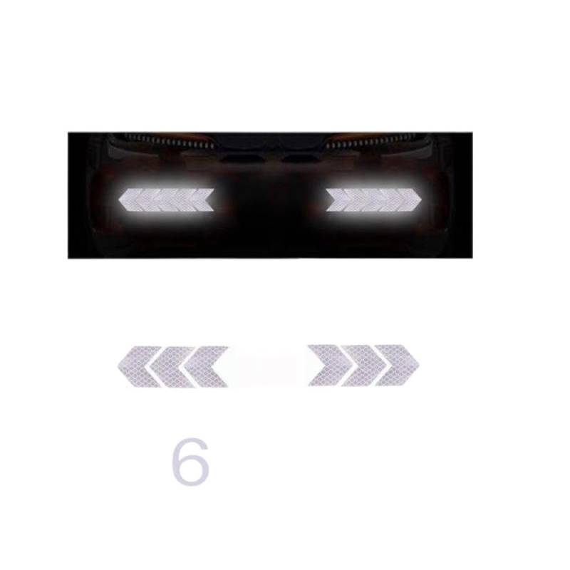 Car Reflective Arrow 6 oder 20 Prozent Stoßstange Reflektor Hazard Tape Luminous Film Kompatibel mit das Auto -Styling(6pcs White) von PYASJRAV