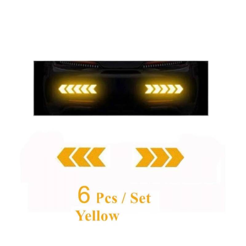 Car Reflective Arrow 6 oder 20 Prozent Stoßstange Reflektor Hazard Tape Luminous Film Kompatibel mit das Auto -Styling(6pcs Yellow) von PYASJRAV