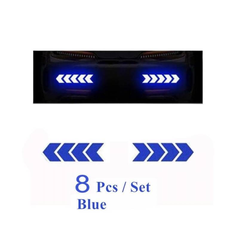 Car Reflective Arrow 6 oder 20 Prozent Stoßstange Reflektor Hazard Tape Luminous Film Kompatibel mit das Auto -Styling(8pcs Blue) von PYASJRAV