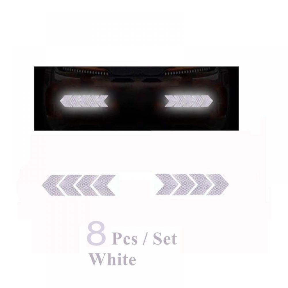 Car Reflective Arrow 6 oder 20 Prozent Stoßstange Reflektor Hazard Tape Luminous Film Kompatibel mit das Auto -Styling(8pcs White) von PYASJRAV