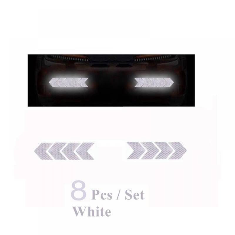 Car Reflective Arrow 6 oder 20 Prozent Stoßstange Reflektor Hazard Tape Luminous Film Kompatibel mit das Auto -Styling(8pcs White) von PYASJRAV