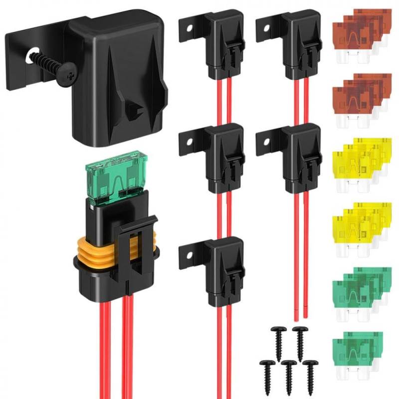 Daiertek 5PCS 12 AWG ATC ATO -Sicherungshalter Kompatibel mit 12 V Fahrzeuge mit Inline -Sicherungsoptionen 20 Ampere 30 Ampere 40 Ampere von PYASJRAV