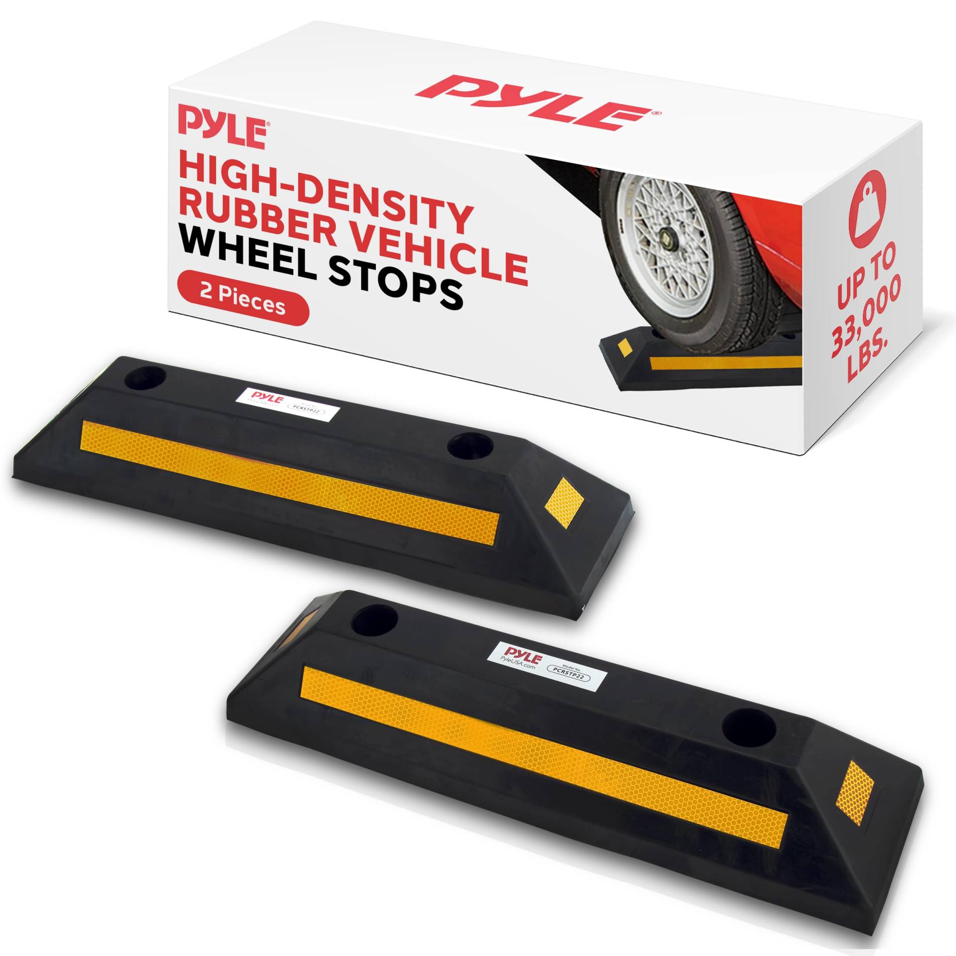 Pyle Garage Stopper aus Hartgummi mit Reflektionsstreifen – Radstopper Garage ohne zu Bohren oder mit Befestigungsmöglichkeit, Auto Garage Einparkhilfe um den Parkplatz zu Schützen, Radstopper 2er Set Pyle Garage Stopper aus Hartgummi mit Reflektionsstreifen – Radstopper Garage ohne zu Bohren oder mit Befestigungsmöglichkeit, Auto Garage Einparkhilfe um den Parkplatz zu Schützen, Radstopper 2er Set von Pyle