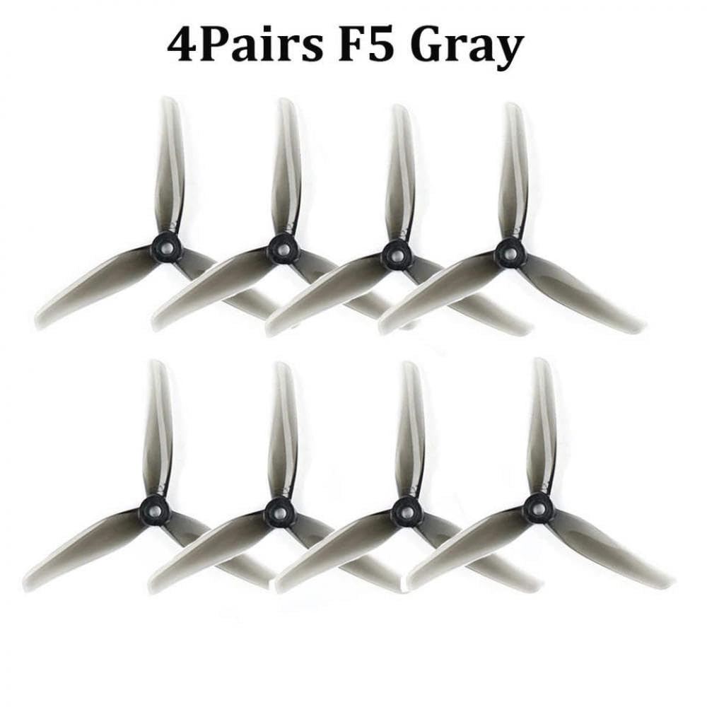 4 Paare 5-Zoll-Tri-Propeller mit 5 mm Montageloch Kompatibel mit kompatible FPV-Renn- und Freestyle-Drohnen(4Pairs F5 Gray) von PZPSEQGM