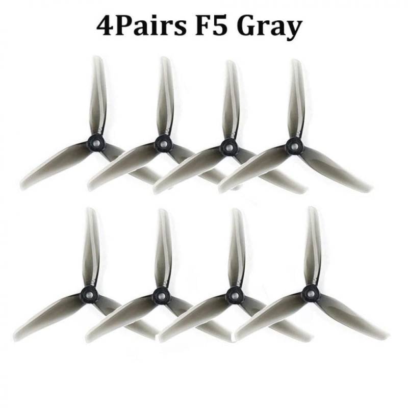 4 Paare 5-Zoll-Tri-Propeller mit 5 mm Montageloch Kompatibel mit kompatible FPV-Renn- und Freestyle-Drohnen(4Pairs F5 Gray) von PZPSEQGM