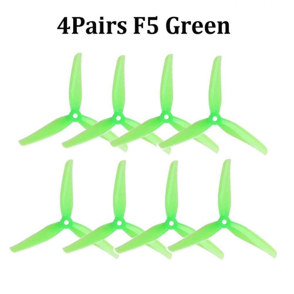 4 Paare 5-Zoll-Tri-Propeller mit 5 mm Montageloch Kompatibel mit kompatible FPV-Renn- und Freestyle-Drohnen(4Pairs F5 Green) von PZPSEQGM