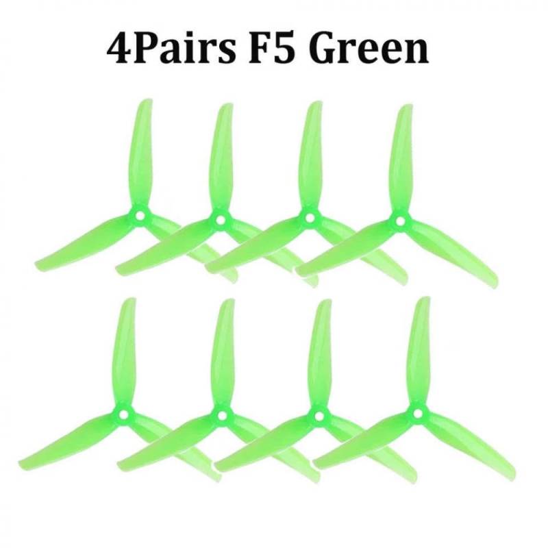 4 Paare 5-Zoll-Tri-Propeller mit 5 mm Montageloch Kompatibel mit kompatible FPV-Renn- und Freestyle-Drohnen(4Pairs F5 Green) von PZPSEQGM