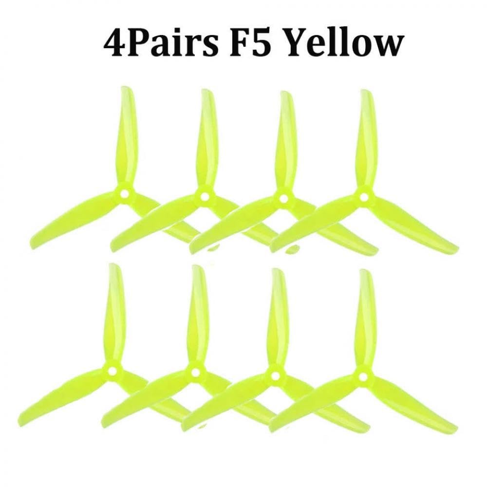 4 Paare 5-Zoll-Tri-Propeller mit 5 mm Montageloch Kompatibel mit kompatible FPV-Renn- und Freestyle-Drohnen(4Pairs F5 Yellow) von PZPSEQGM