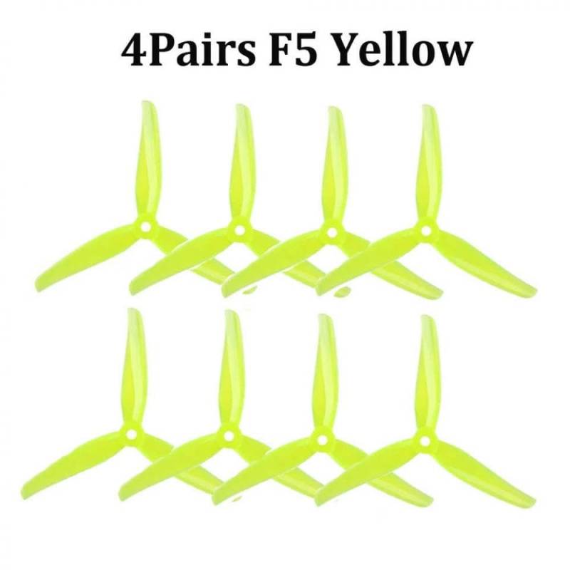 4 Paare 5-Zoll-Tri-Propeller mit 5 mm Montageloch Kompatibel mit kompatible FPV-Renn- und Freestyle-Drohnen(4Pairs F5 Yellow) von PZPSEQGM