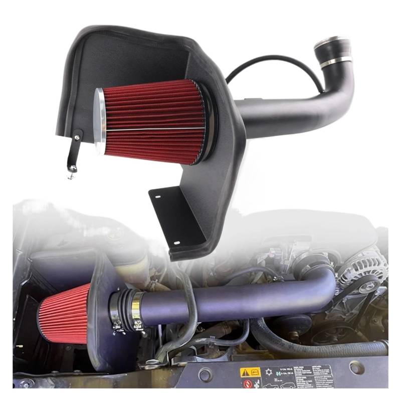 Auto Ansaugrohr Für Chevy Für GMC Für Cadillac Für Escalade 4.8L 5.3L 6.0L V8 2009-2013 Rennwagen Schwarz Kaltluftansaugsystem Hitzeschild Luftfilter Lufteinlassschlauch(RD-BK) von PaCsci