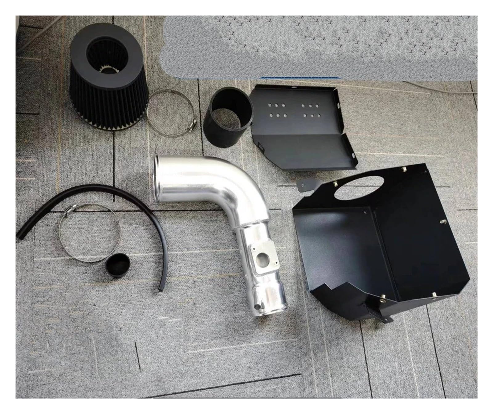 Auto Ansaugrohr Für Subaru Für BRZ Für FRS 86 2013-2020 Silber Induktions-Kaltluftansaugsystem + Hitzeschild Rot Lufteinlassschlauch(Sl Pipe BK Filter) von PaCsci